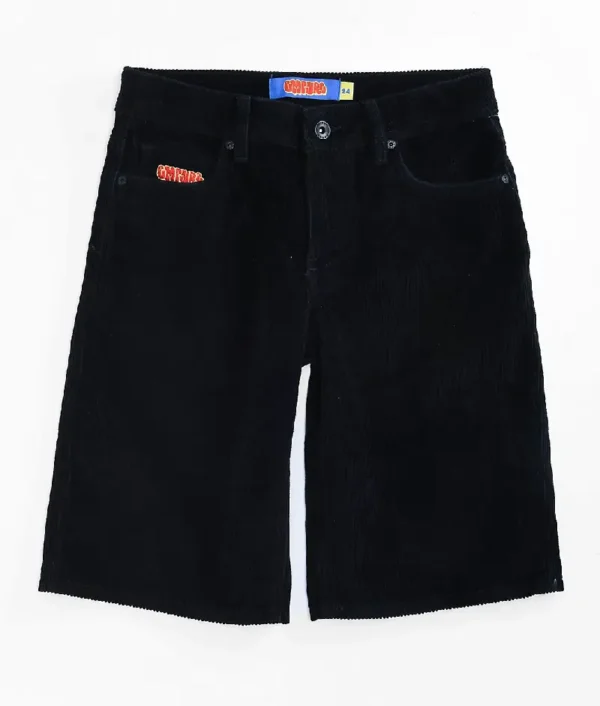 Empyre Kids Loose Fit Black Corduroy Skate Shorts