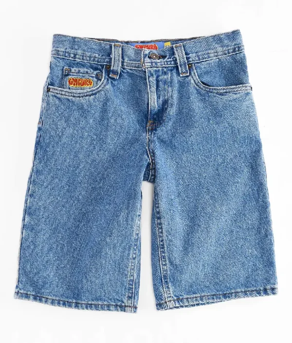 Empyre Kids Loose Fit Blue Denim Skate Shorts