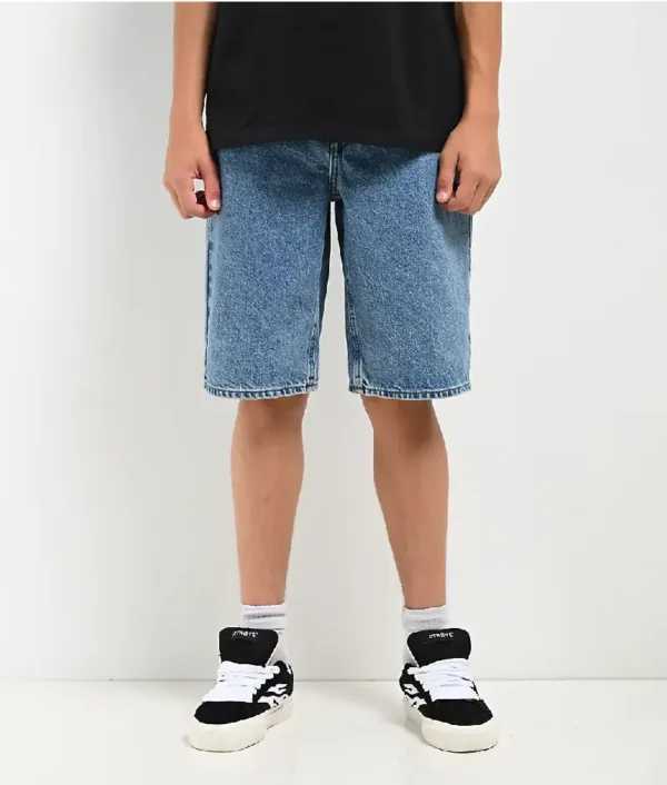 Empyre Kids Loose Fit Blue Denim Skate Shorts