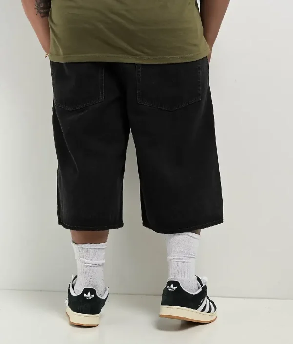 Empyre Shmutz Ultra Wide Black Denim Skate Shorts - Image 5