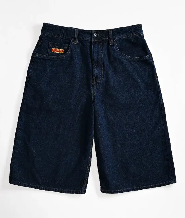 Empyre Ultra Wide Dark Blue Skate Jean Shorts